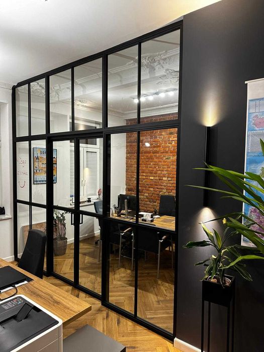 Schody stalowe balustrady meble loft przeszklenia ścianki drzwi loft