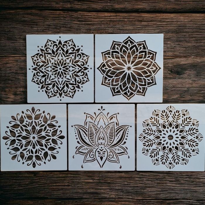 Zestaw 5szt - Szablony Mandala,  malarski, DIY, tynku ozdobnego,