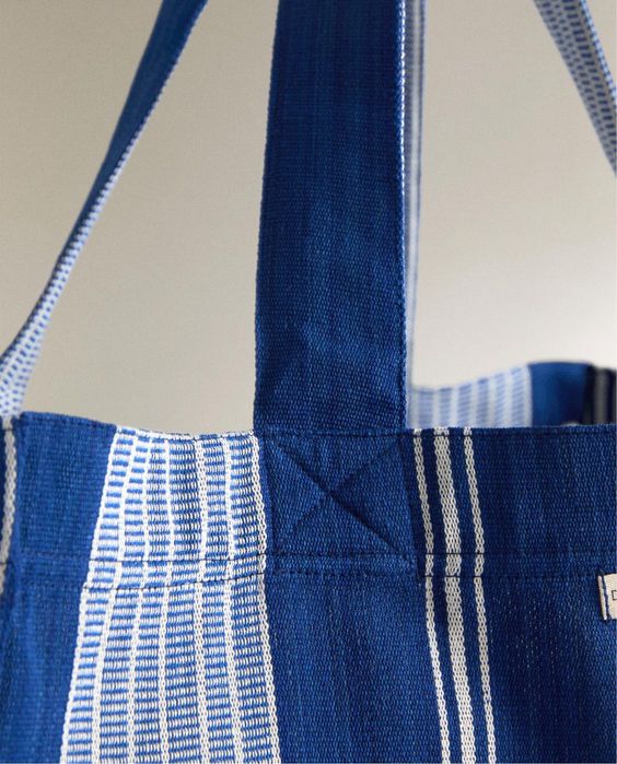 Tote Bag Algodão Riscas X TENSIRA Zara Home NOVO