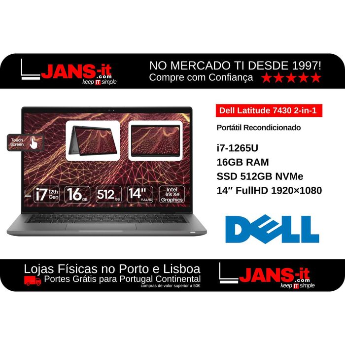 Dell Latitude 7430 2-in-1 | i7-1265U | 16GB | SSD 512GB | 14″ FullHD | Touchscreen