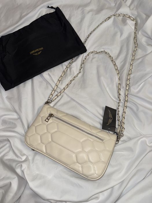 сумка клатч  в стилі zadig&voltaire rock quilted молочна