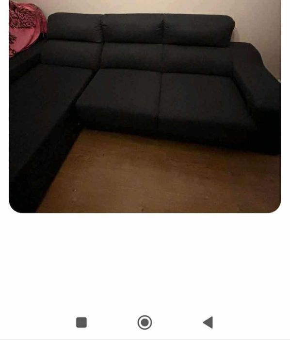 Sofá Chaise Longue Cinza Escuro (Tavira)