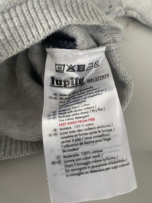 Sweterek dla chłopca z misiem 74/80 bawełniany