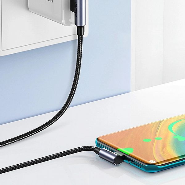 Ugreen kabel kątowy 90° USB C - USB 2.0/480Mb/s 3A 3m czarny (US176)