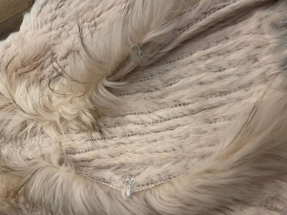 Натуральне хутро жилет бохо бежевий рожевий мех