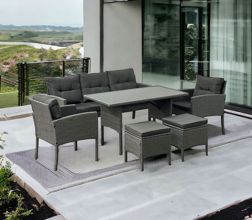 ZESTAW MEBLE ogrodowe komplet wypoczynkowy PROMOCJA 2x Fotel 2x Pufa