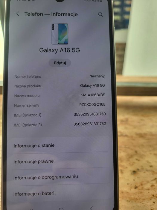 700/25 Samsung Galaxy A16 5G 4GB/128GB NOWY!!! Orange