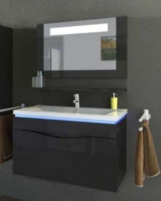 ТУМБА ПІДВІСНА  ЛЕД СІРА 90 з умивальником в наявності