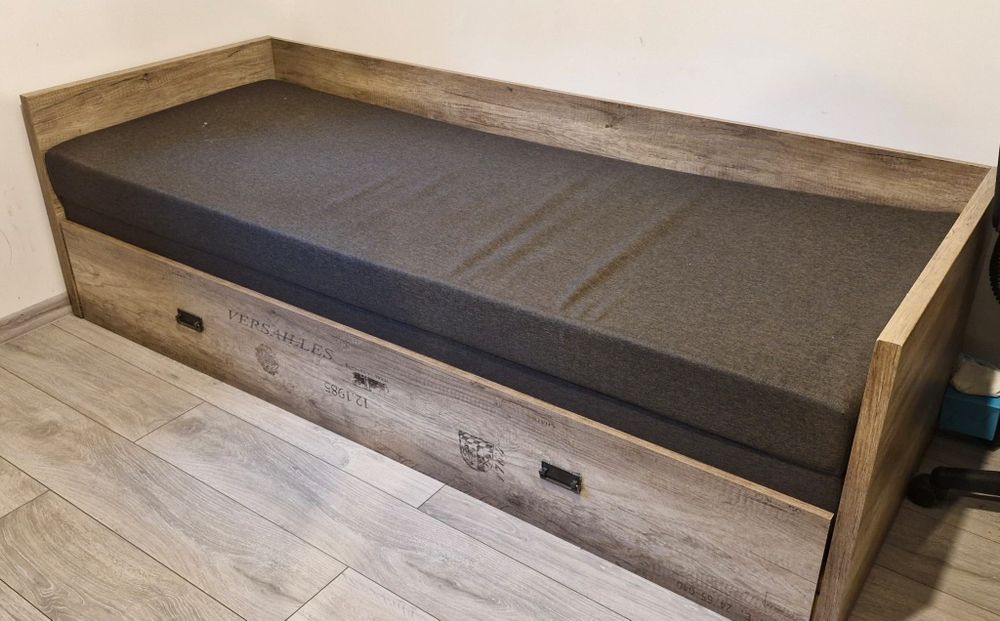 Łóżko rozkładane Malcolm 80-160x200 dąb canyon monument z pojemnikiem