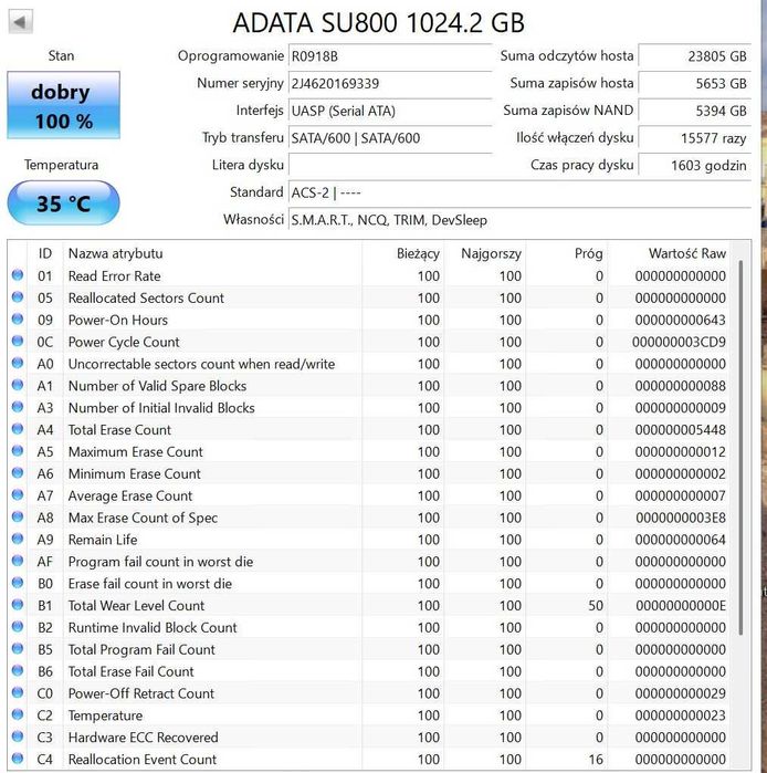 Adata SSD Ultimate Su800 1TB 2,5" SATA