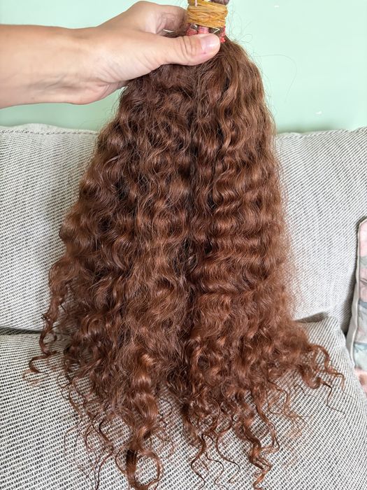 Wlosy dziewicze naturalne kasztanowe rude krecone afro