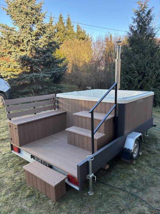 Mobilna Balia Jacuzzi Wynajem Sauna Bania Ogrodowa na Kołach DUŻA