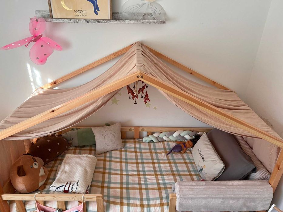 Cama Montessori 90x200 em madeira+Colchão Pikolin 18cm+Extras