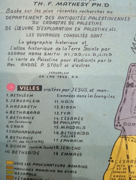 Mapa da Terra Santa, Carte de La Terre Sainte 1942