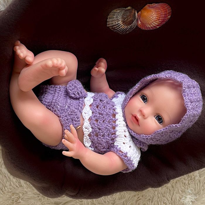 Boneca bebé reborn corpo inteiro silicone 34cm olhos abertos