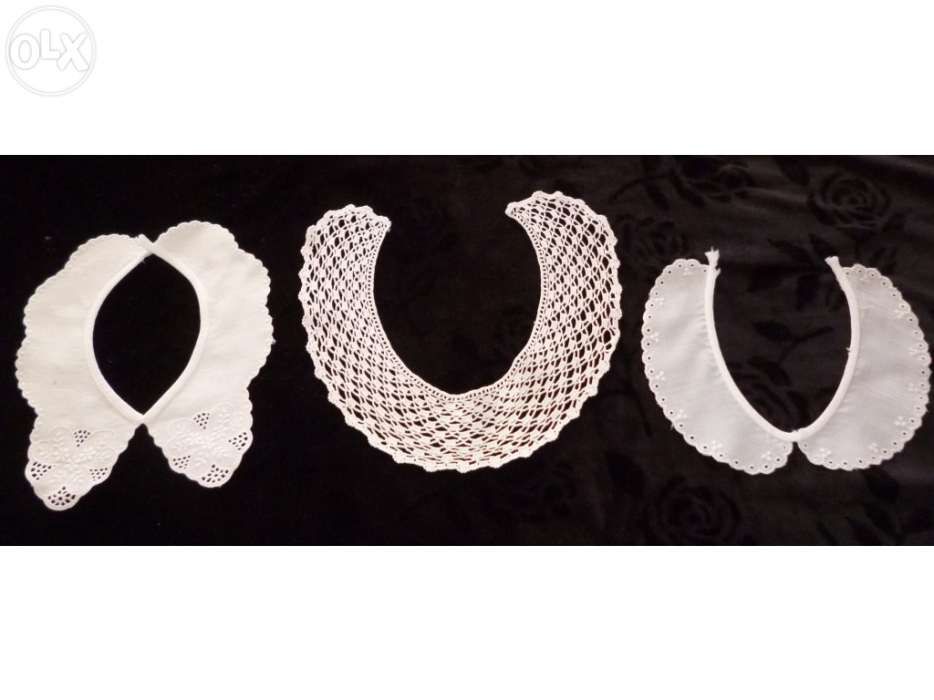 3 Aplicações/golas para vestidos em piquet e croché