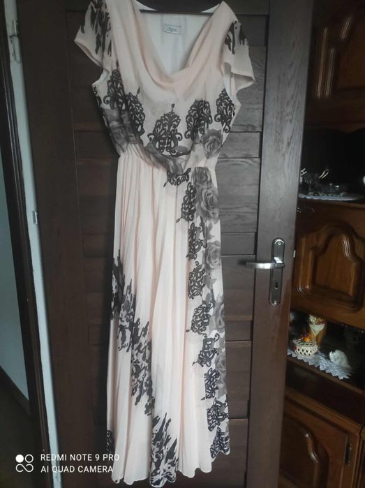 Sukienka damska maxi pudrowy róż rozmiar 50 na wesele