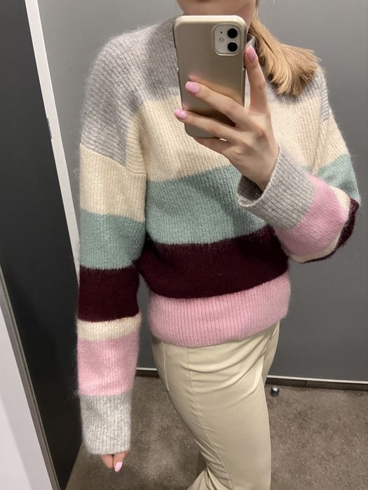 Wełniany sweter w paski H&M rozm. M