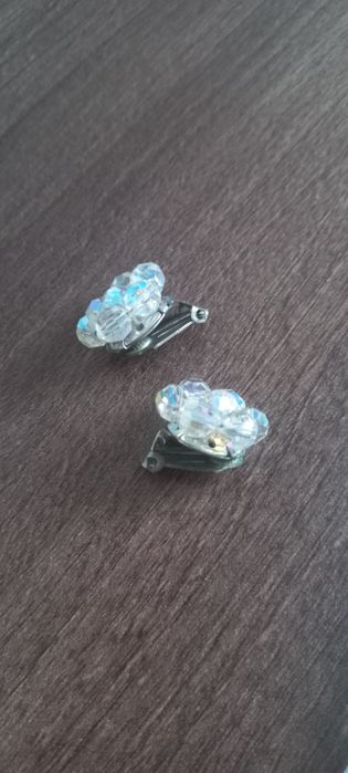 Naszyjnik i klipsy czeskie kryształki vintage