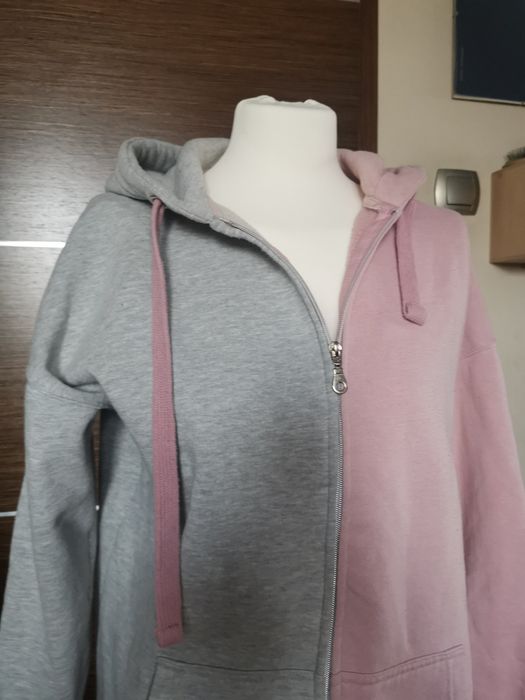 Bluza z kapturem rozpinana suwak S przedłużana popiel róż