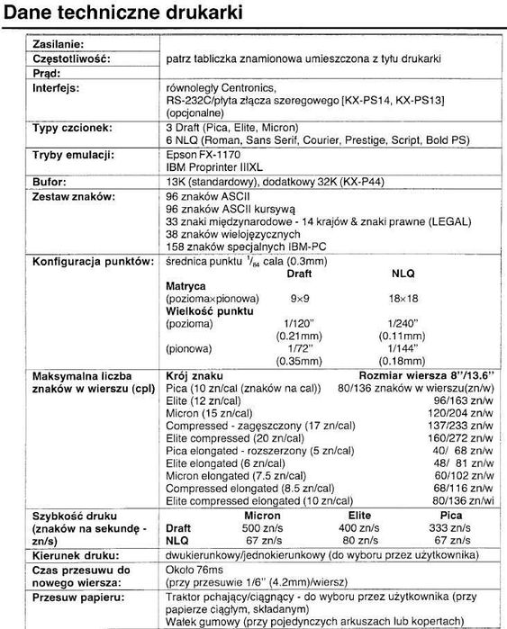 Drukarka igłowa mozaikowa Panasonic KX-P3696