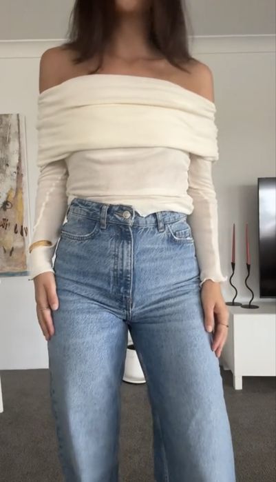 Блакитні прямі джинси zara прямые straight джинсы зара розмір 34 36 40