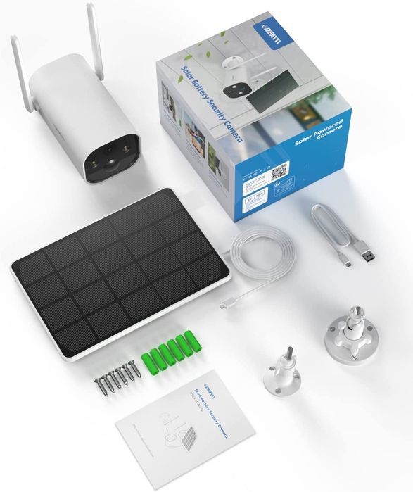 NOVAS! Câmara exterior 2K HD bateria e painel solar c/ som e Slot MSD