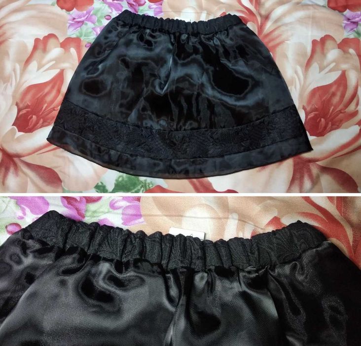 Нарядная Юбка черная с поясом на девочку спідниця чорна гарна 116-122