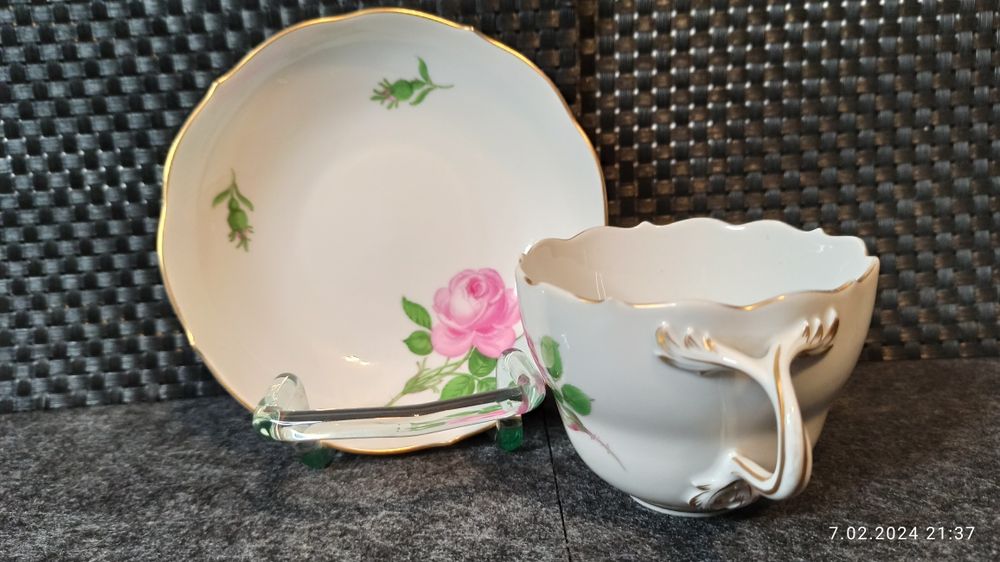 Porcelana MEISSEN DUO kawa Herbata Róża Miśnieńska