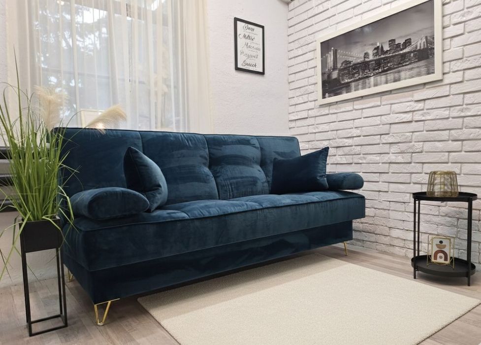 Kanapa wersalka  sofa rozkładana Sofia welur sprężyny