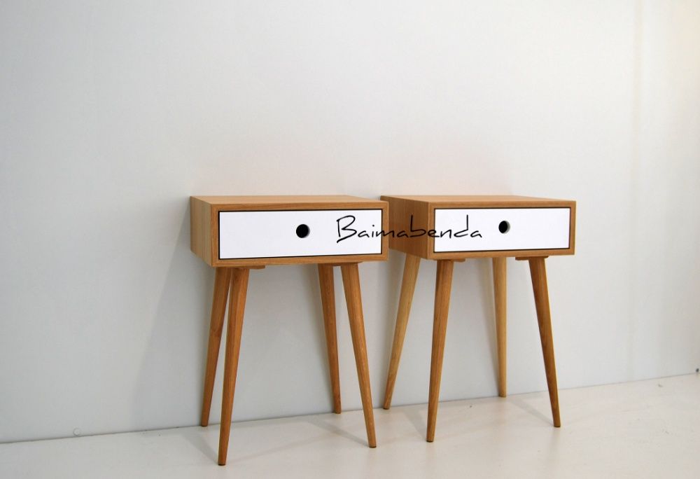 Par de Mesas de Cabeceira retro vintage estilo nordico
