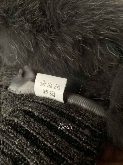 Narzutka, etola dzianinowa z lisem naturalnym