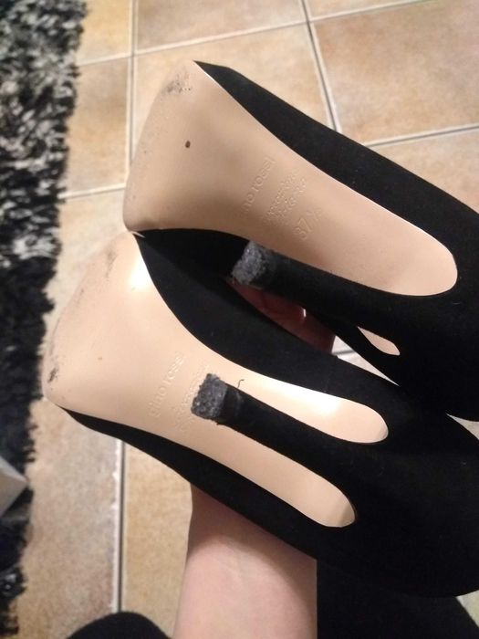 Gino Rossi Olivia czarny welur zamsz 37.5 peep toe