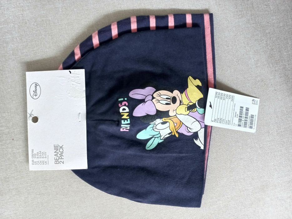 H&M 2-pack Myszka Minnie czapki wiosenne r.128/146