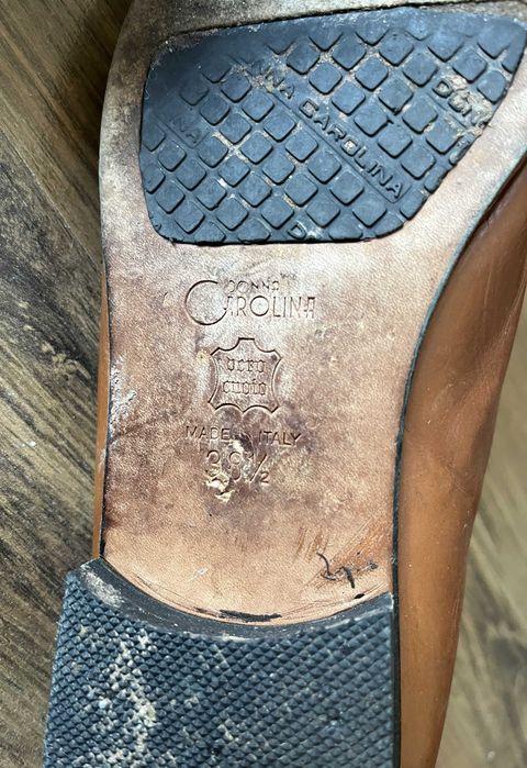 Skórzane włoskie buty Donna Carolina, brązowe, rozmiar 38,5