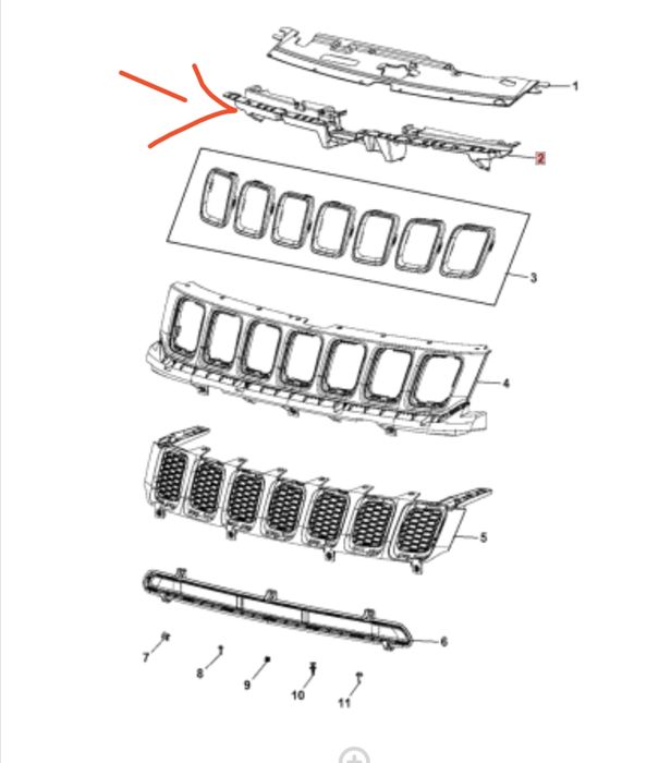Накладка радиатора Jeep Compass 2