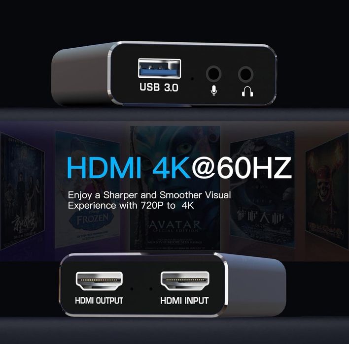 Balabaxer 4K Audio Video Capture karta USB 3.0 z kablem HDMI Full HD 1