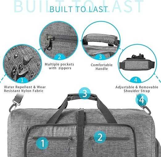 Torba podróżna Vomgomfom – składana, pojemna torba 85L unisex, szara