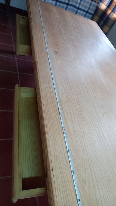 Mesa de Jantar Rústica em Madeira + 6 Cadeiras