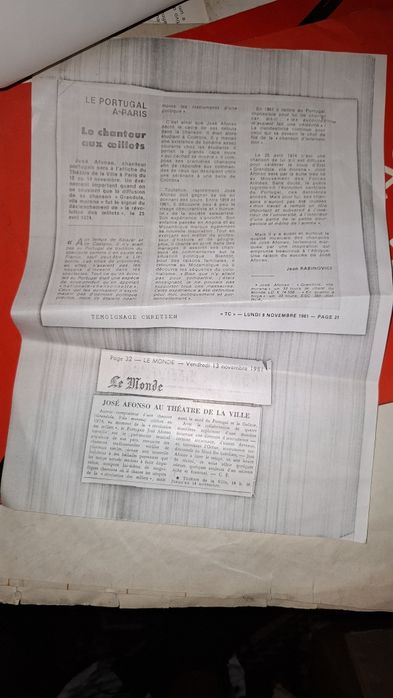 Zeca José Afonso press release francês 1981