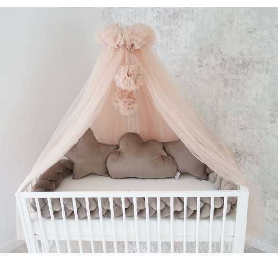 Conjunto para berço, trança,  almofadas, rede e suporte