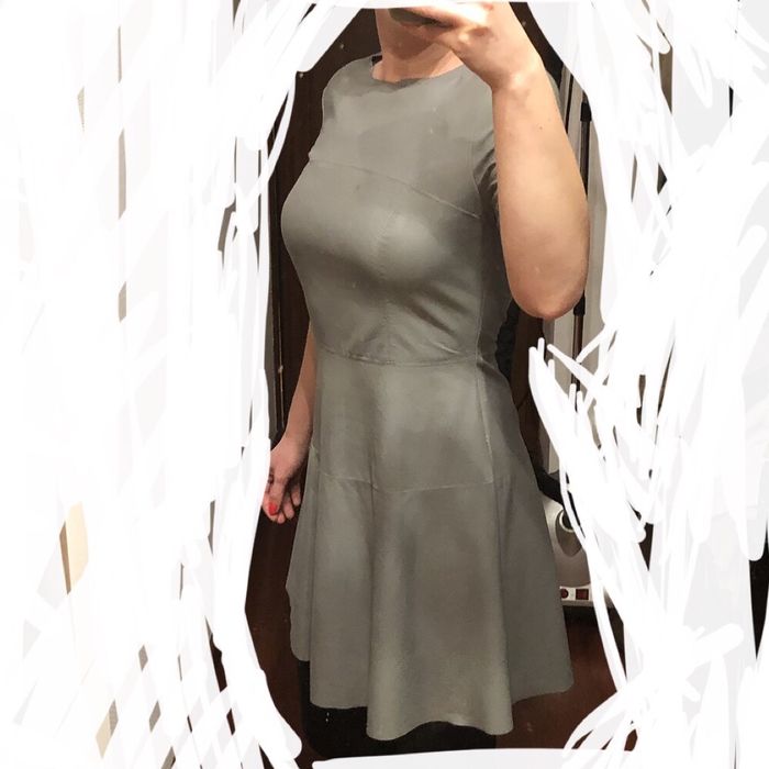 Sukienka skórzana szara M Luna Allegra ekoskóra