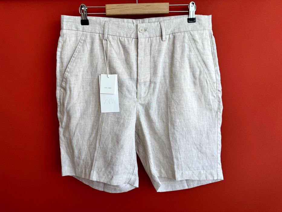 ZARA LINEN Оригінал чоловічі легкі лляні шорти розмір L 32
