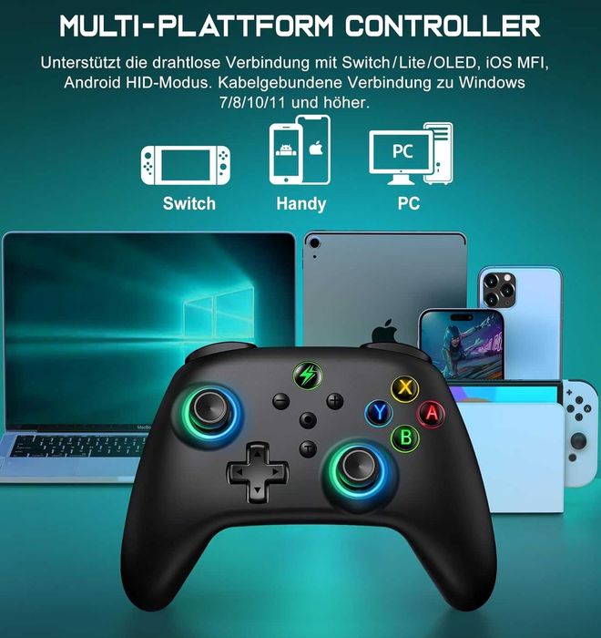 Kontroler ALEEMTRY Switch z joystickiem RGB, programowalnymi i synchronizowalnymi klawiszami
