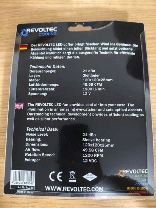 Ventoinha de arrefecimento Revoltec air guard cinzento escuro com LEDs 120x120x25mm