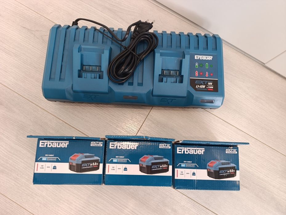Zestaw 3x Akumulator Erbauer 18 V 5,0 Ah  Plus ładowarka Oryginał