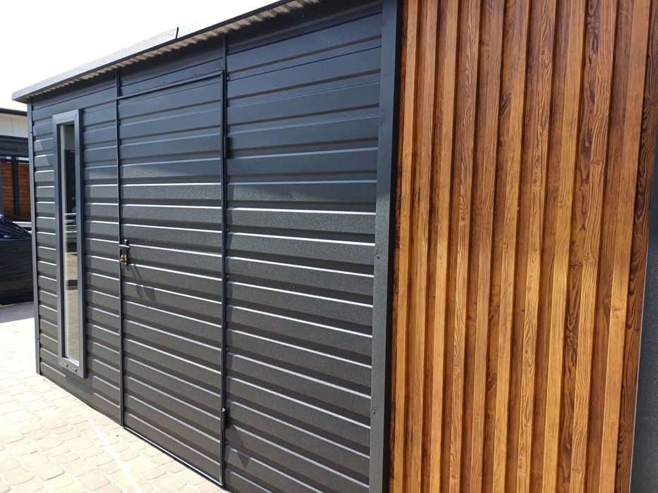 Domek narzędziowy garaż ogrodowy z lamelami blaszanymi 4x2 (252)