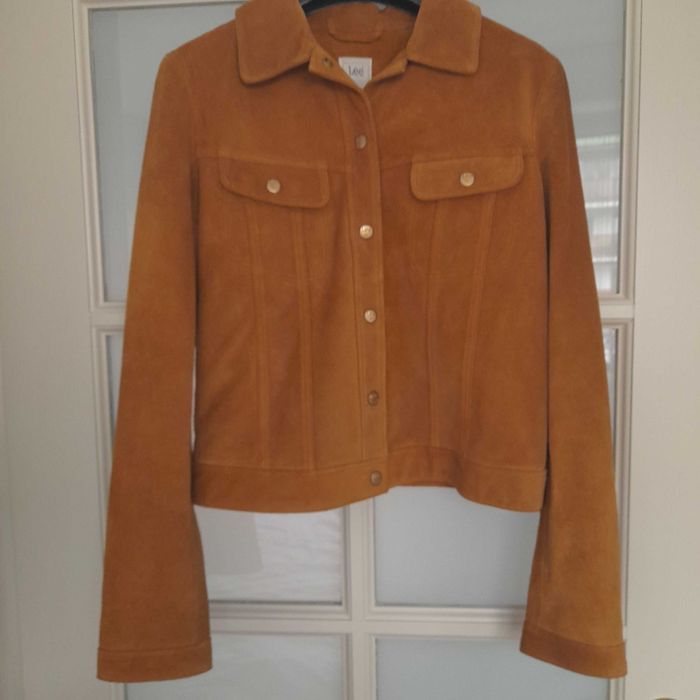 LEE zamszowa skórzana kurtka pilotka boho camel