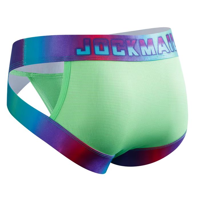 Męskie siateczkowe slipy Jockmail neonowe TANGA - XXL