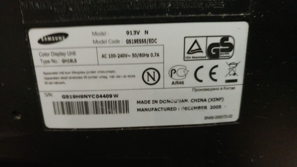 Monitor LCD Samsung SM 913V 19 " 1280 x 1024 px TN